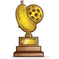 World's best pickleball player golden winner's trophy cartoon illustration