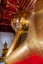 Big Golden Reclining Buddha of Wat Pamok Worawihan Royalty Free Stock Photo