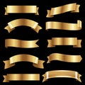 Big Golden Ribbons Set Royalty Free Stock Photo