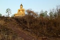Big golden sitting Buddha statue on the hill