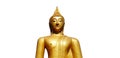 Big golden or yellow Buddha statue isolated on white background. Royalty Free Stock Photo