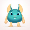 Big goofy mouse mutant character. Fun fat monster isolated on light background. Silly cartoon rabbit for kids design