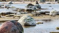 Big granite stones on seashore Royalty Free Stock Photo