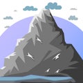 Big gray mountain, Graphic illustration on white background with