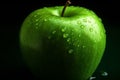 big green apple big shot on a dark background Generative AI.