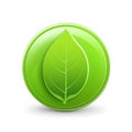 Big green button with leaf icon isolated on white created with Generative AI Royalty Free Stock Photo