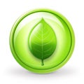 Big green button with leaf icon isolated on white created with Generative AI Royalty Free Stock Photo