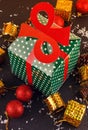 Big green gift box Royalty Free Stock Photo