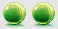 Big green glass spheres with air bubbles and without Royalty Free Stock Photo