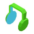 Big green headphones icon for music isolated illustration Royalty Free Stock Photo