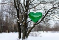 Big green heart on the wood, nature conservation, ecology