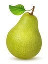 Big green pear with leaf Royalty Free Stock Photo