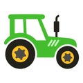Big green tractor vector cartoon isolated