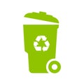 Big green trash can vector icon