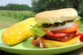 Big Grilled Bacon Cheese Burger in Summer