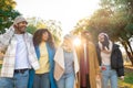 Big group of cheerful young friends portrait. Happy people smiling. Concept of community, travel, youth lifestyle and Royalty Free Stock Photo