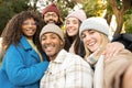 Big group of cheerful young friends taking selfie portrait. Happy people looking at camera smiling. Royalty Free Stock Photo