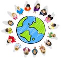 Big Group of Diverse Kids around the Globe Royalty Free Stock Photo