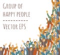 Big group happy people frame isolate on white