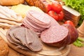 Big group of meat, bread and vegetables Royalty Free Stock Photo