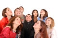 Big group of people looking up. Royalty Free Stock Photo