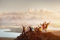 Big group of people success mountain top Royalty Free Stock Photo