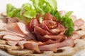 Big group of thinly sliced meat Royalty Free Stock Photo