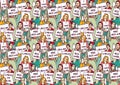 Big group unemployment business people color seamless pattern.