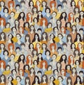 Big group woman seamless pattern