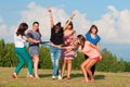 Big group of young girls Royalty Free Stock Photo