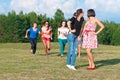 Big group of young girls Royalty Free Stock Photo