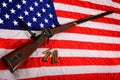 Big Gun on American Flag Royalty Free Stock Photo