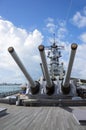 Big guns on deck of USS Missouri Battleship also called Big Mo where the Japanese signed surrender documents