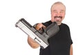 Big Guy Hands His Gun Friendly Royalty Free Stock Photo