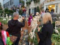 Big Halloween Crowd and Skeletons in Georgetown of Washington DC Royalty Free Stock Photo