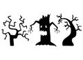 Big halloween set of spooky elements on white background. Drawn by hand doodle halloween elements. Witchcraft, ghost, broom, bat, Royalty Free Stock Photo