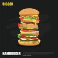 Big hamburger on chalkboard background flat design Royalty Free Stock Photo