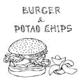 Big Hamburger or Cheeseburger, Beer Mug or Pint and Potato Chips. Burger Logo. Isolated On a White Background. Realistic Royalty Free Stock Photo