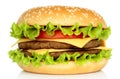 Big hamburger on white background Royalty Free Stock Photo