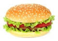 Big hamburger on white background Royalty Free Stock Photo