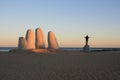 Big hand in the beach