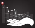 Big hand holding high graph , business concept background