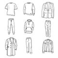 Big handdrawn set of men everyday clothes sketches