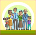 Big Happy Asian Family. Parents with Children. Royalty Free Stock Photo