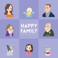 Big happy family cartoon illustration Royalty Free Stock Photo