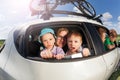 Big happy family going on vacation trip in summer Royalty Free Stock Photo