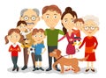 Big and happy family portrait with children, parents, grandparents vector