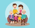 Big happy family sitting on the sofa Royalty Free Stock Photo