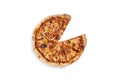 Big Hawaii pizza without one piece. Top view on Hawaiipizza. Concept for italian food, street food, fast food, quick