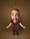 Big head person with social exclamation marks Royalty Free Stock Photo